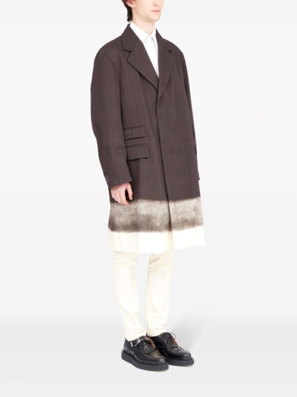 Maison Margiela Brown Trompe L'oeil Pinstripe Coat | Browns Single Breasted Coats