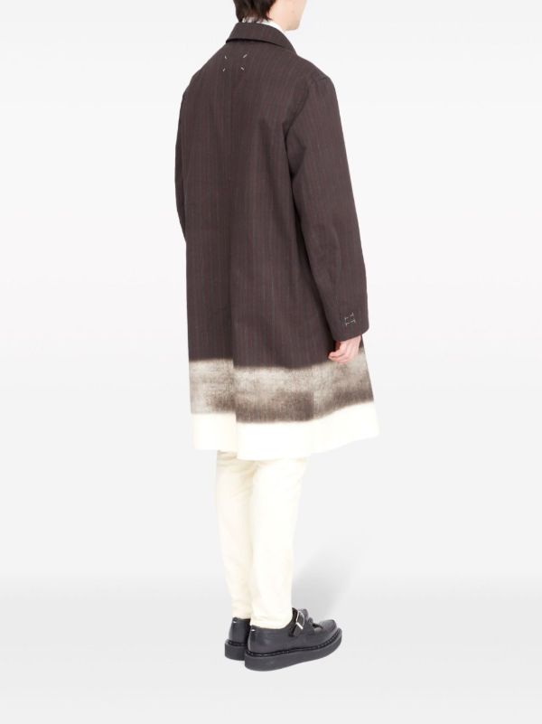 Maison Margiela Brown Trompe L'oeil Pinstripe Coat | Browns Single Breasted Coats