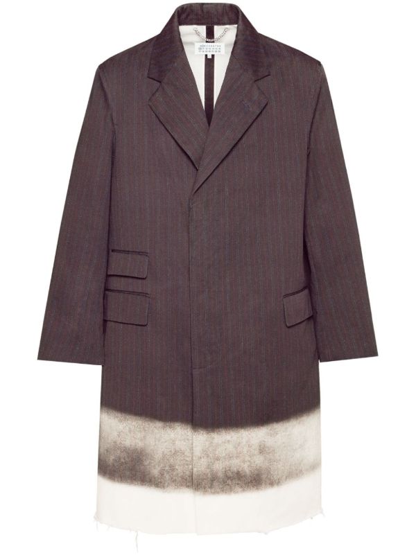 Maison Margiela Brown Trompe l'oeil Pinstripe Coat | Browns Single Breasted Coats
