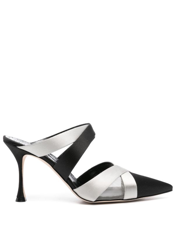 Manolo Blahnik Black 90mm Oyounak Mules | Browns Mules