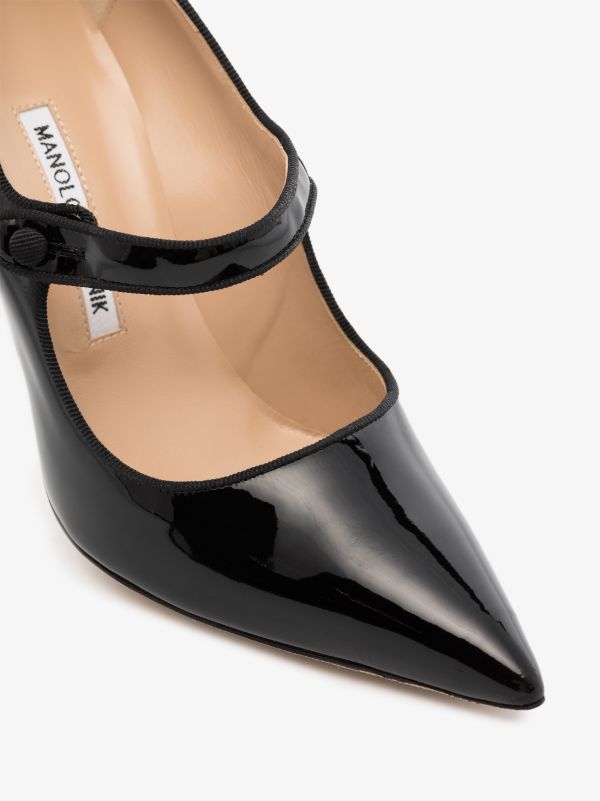 Manolo Blahnik Black Camparicaro 105 Leather Mary Jane Pumps | Browns Pumps
