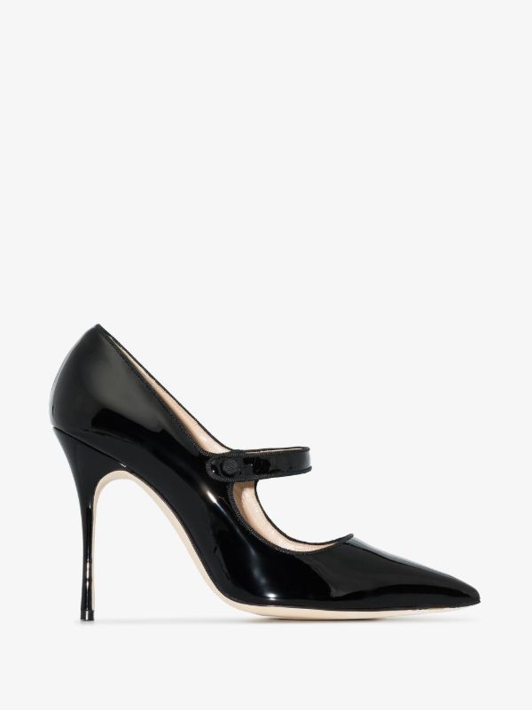 Manolo Blahnik black camparicaro 105 leather mary jane pumps | Browns Pumps