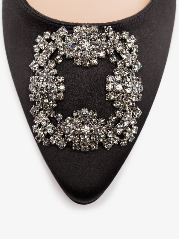 Manolo Blahnik Black Hangisi 105 Satin Pumps | Browns Pumps