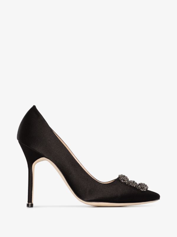Manolo Blahnik Black Hangisi 105 Satin Pumps | Browns Pumps