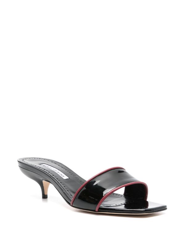 Manolo Blahnik Black Helamu 50 Patent Leather Mules | Browns Mules