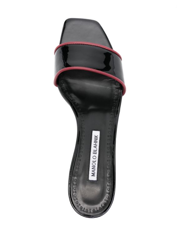 Manolo Blahnik Black Helamu 50 Patent Leather Mules | Browns Mules