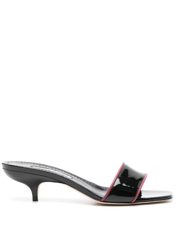 Manolo Blahnik Black Helamu 50 Patent Leather Mules | Browns Mules