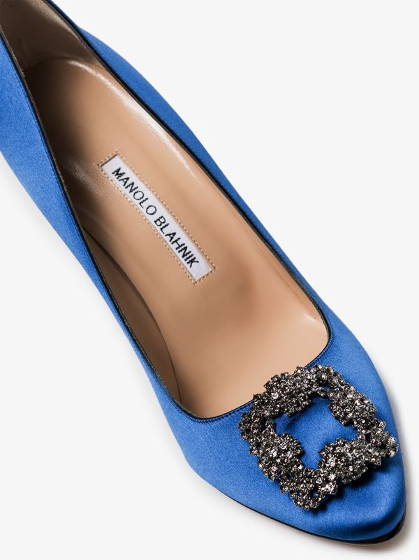 Manolo Blahnik Blue Hangisi 105 Satin Pumps | Browns Pumps