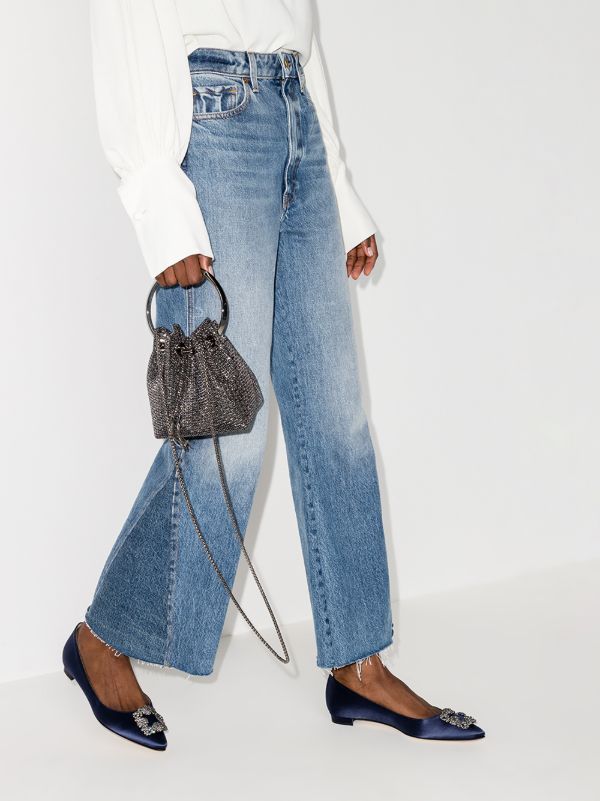 Manolo Blahnik Blue Hangisi Crystal Satin Pumps | Browns Pumps