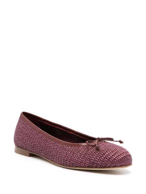 Manolo Blahnik Bordeaux Red Woven Ballerina Shoes | Browns Ballerina Shoes