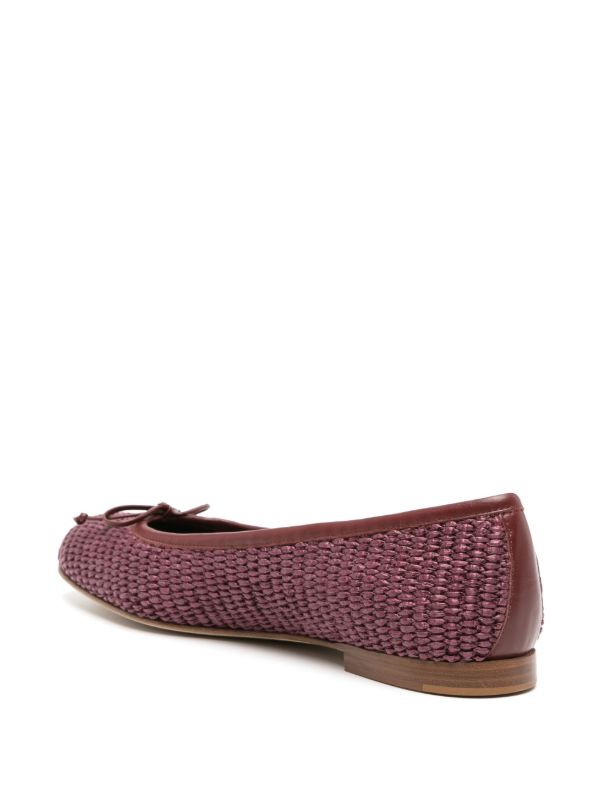 Manolo Blahnik Bordeaux Red Woven Ballerina Shoes | Browns Ballerina Shoes