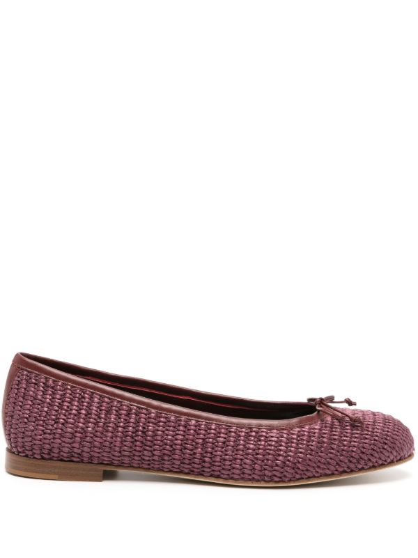 Manolo Blahnik Bordeaux Red Woven Ballerina Shoes | Browns Ballerina Shoes