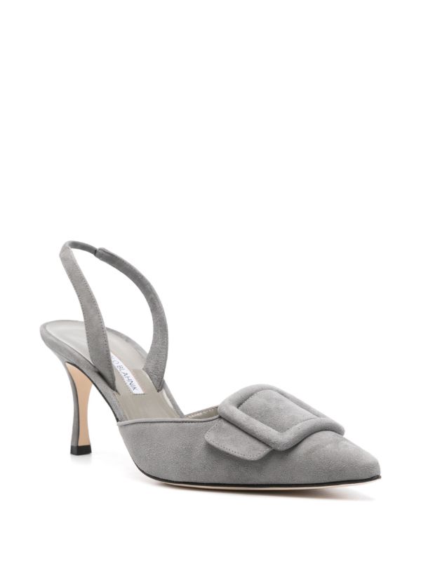 Manolo Blahnik Grey 70mm Maysli Pumps | Browns Pumps