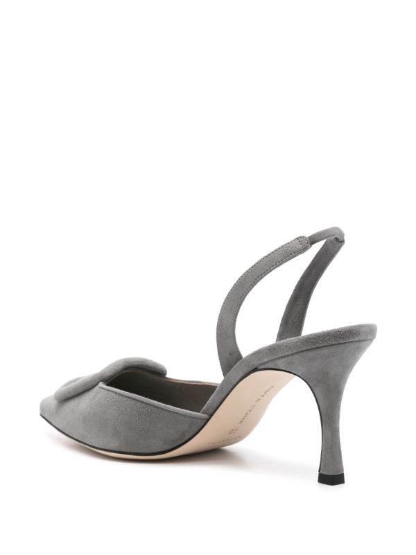 Manolo Blahnik Grey 70mm Maysli Pumps | Browns Pumps