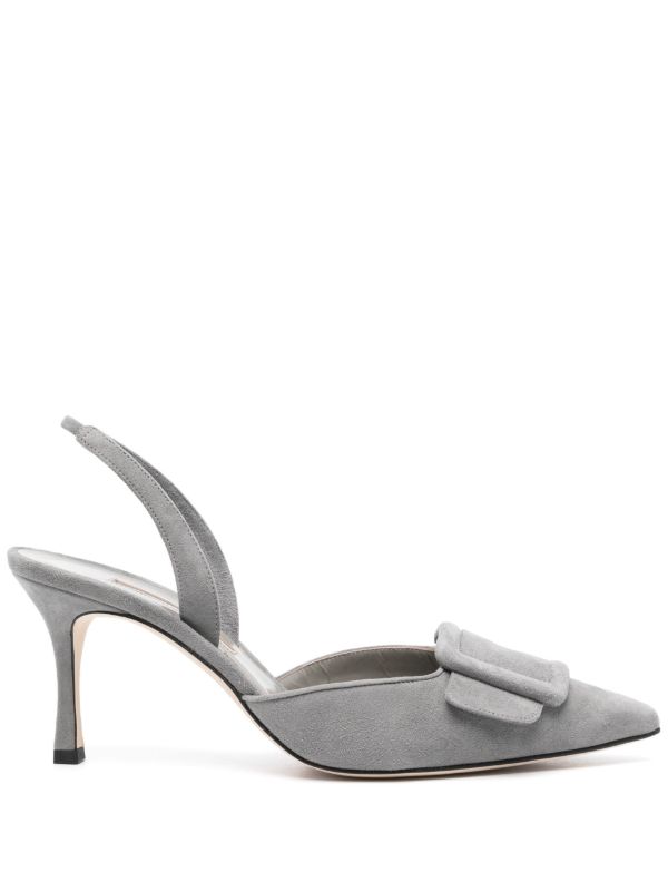 Manolo Blahnik Grey 70mm Maysli Pumps | Browns Pumps