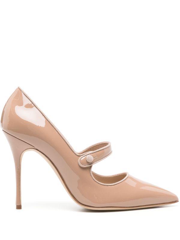 Manolo Blahnik Neutral Campari 105mm Leather Pumps | Browns Pumps
