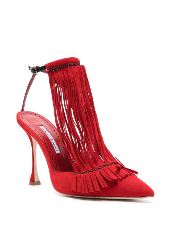 Manolo Blahnik Red 105mm Fiki Sandals | Browns Sandals