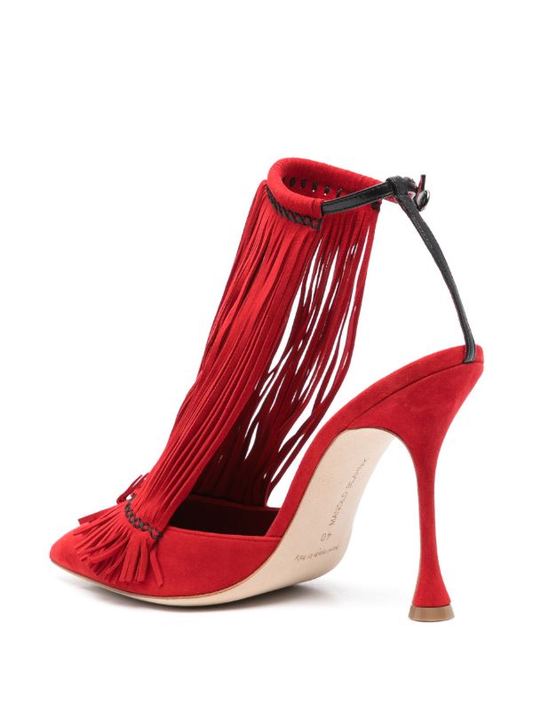 Manolo Blahnik Red 105mm Fiki Sandals | Browns Sandals