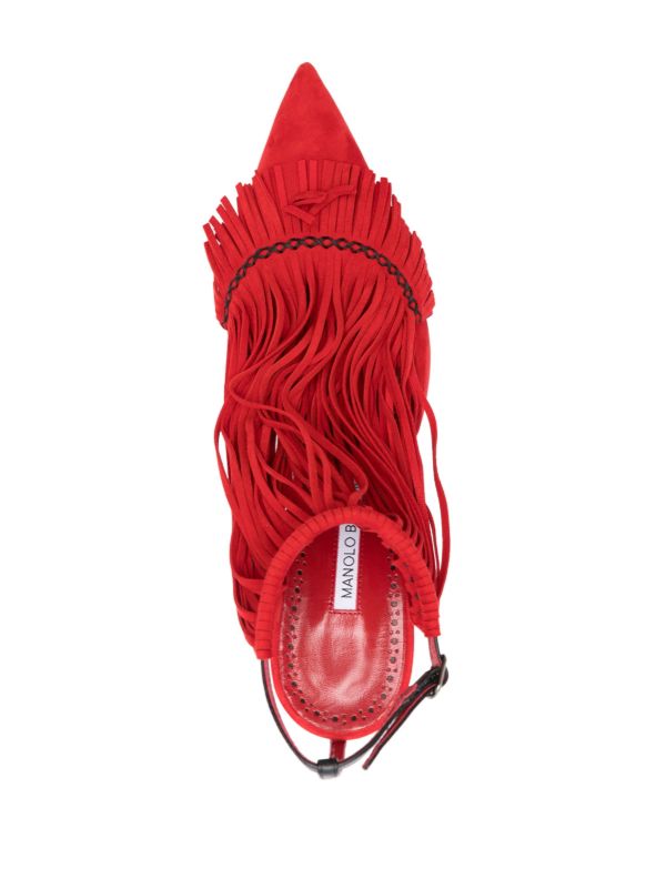 Manolo Blahnik Red 105mm Fiki Sandals | Browns Sandals