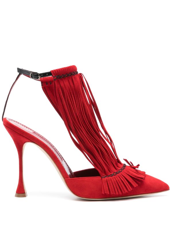 Manolo Blahnik Red 105mm Fiki Sandals | Browns Sandals