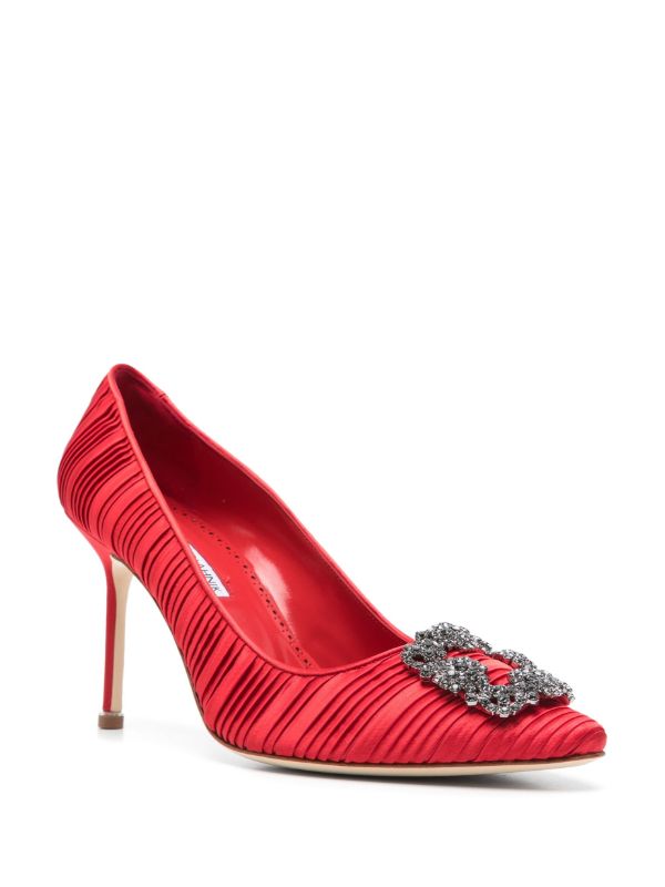 Manolo Blahnik Red 90mm Hangisi Pumps | Browns Pumps