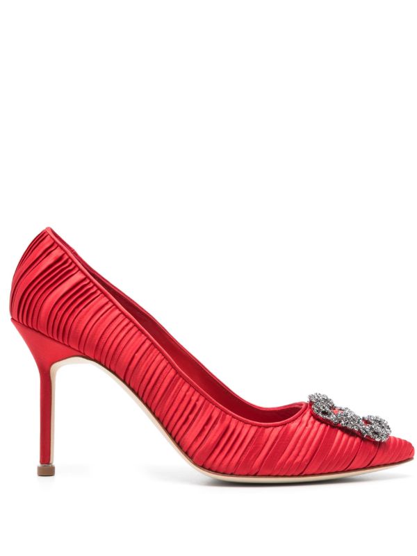 Manolo Blahnik Red 90mm Hangisi Pumps | Browns Pumps