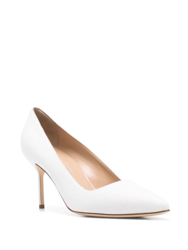 Manolo Blahnik White 70mm BB Pumps | Browns Pumps