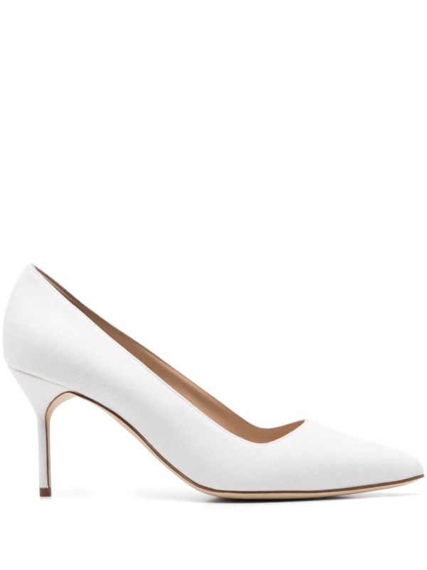 Manolo Blahnik White 70mm BB Pumps | Browns Pumps