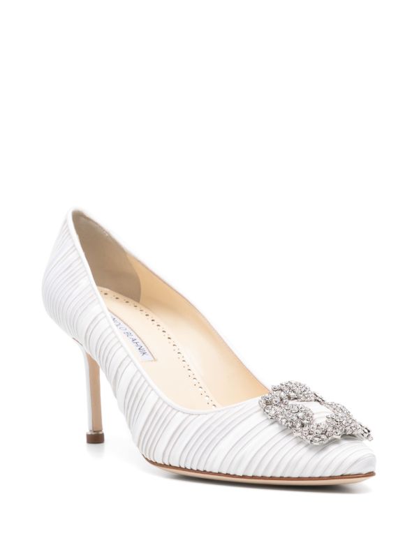 Manolo Blahnik White 70mm Hangisi Pumps | Browns Pumps