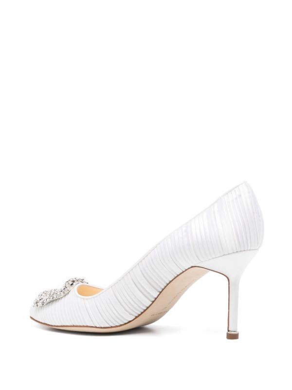 Manolo Blahnik White 70mm Hangisi Pumps | Browns Pumps