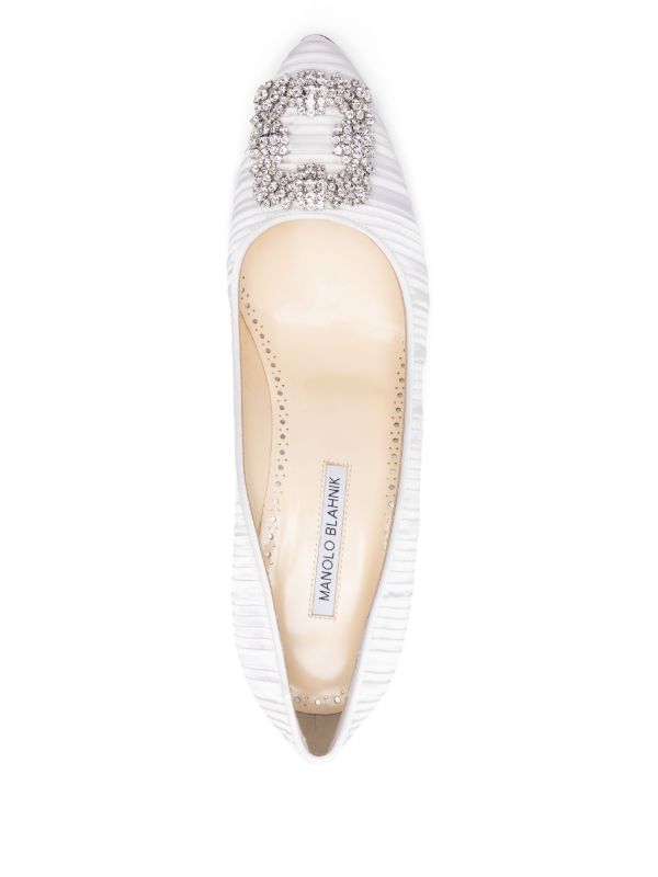 Manolo Blahnik White 70mm Hangisi Pumps | Browns Pumps