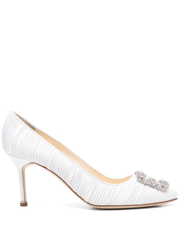 Manolo Blahnik White 70mm Hangisi Pumps | Browns Pumps