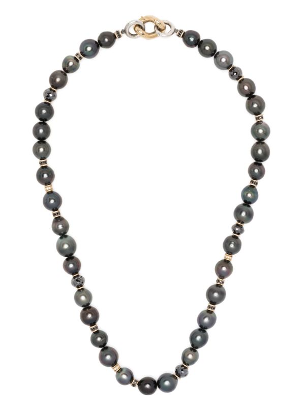 MAOR 18K yellow gold Les Noir pearl and diamond necklace | Browns Necklaces