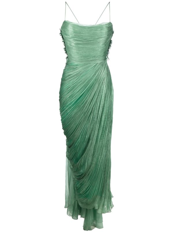Maria Lucia Hohan green Siona plissé silk midi dress | Browns Cocktail & Party Dresses