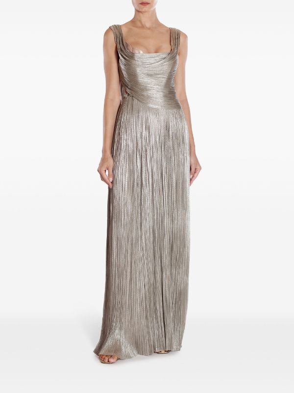 Maria Lucia Hohan Silver Serene Pleated Silk Gown | Browns Evening Dresses