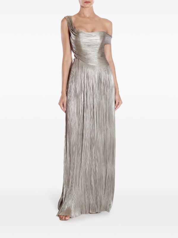 Maria Lucia Hohan Silver Serene Pleated Silk Gown | Browns Evening Dresses