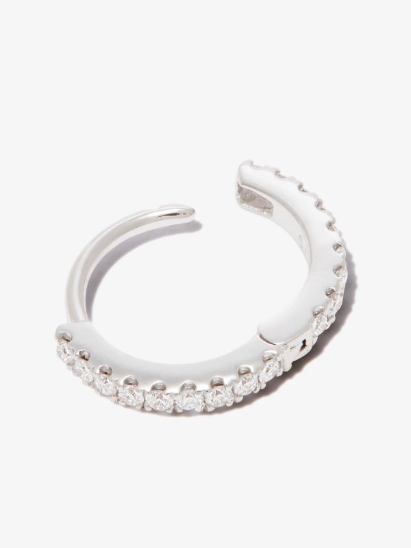 MARIA TASH 18K White Gold Eternity Diamond Hoop Earring | Browns Fine Earrings