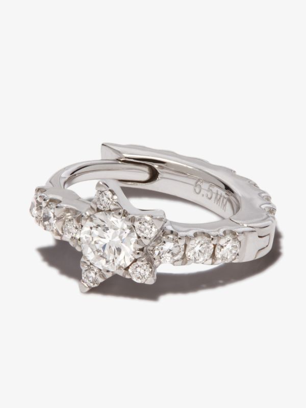 MARIA TASH 18K White Gold Star Eternity Diamond Huggie Earring | Browns Fine Earrings