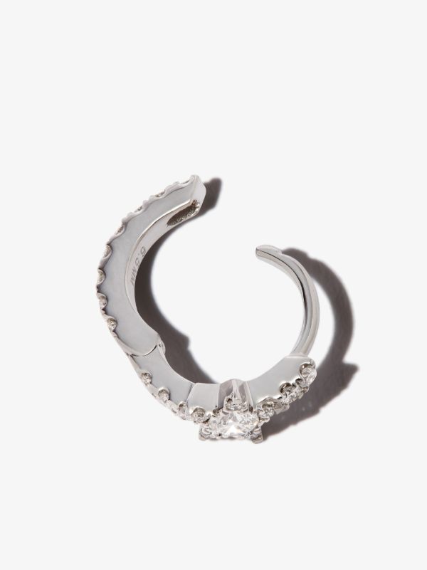 MARIA TASH 18K White Gold Star Eternity Diamond Huggie Earring | Browns Fine Earrings