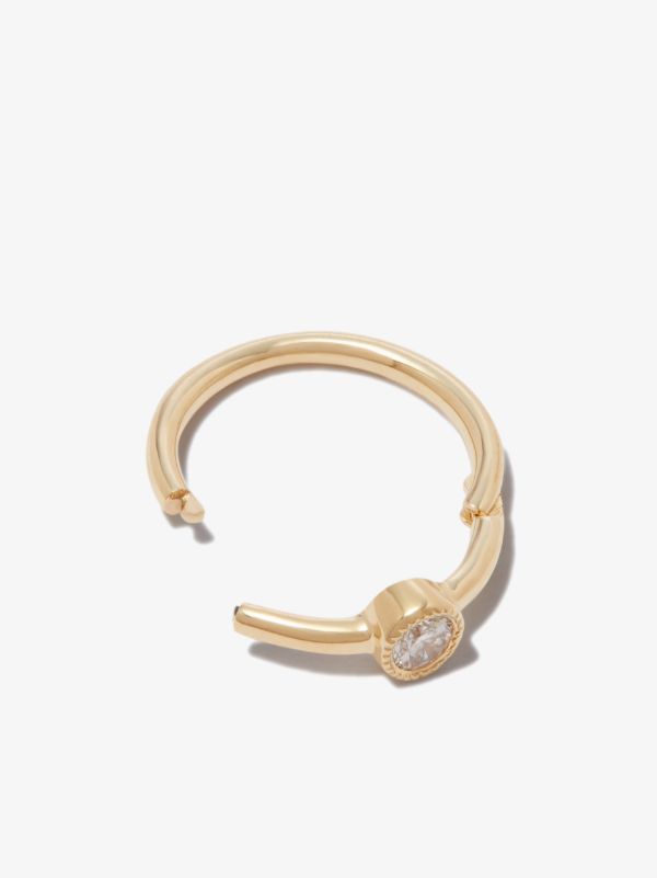 MARIA TASH 18K Yellow Gold Scalloped Diamond Hoop Earring | Browns Fine Earrings