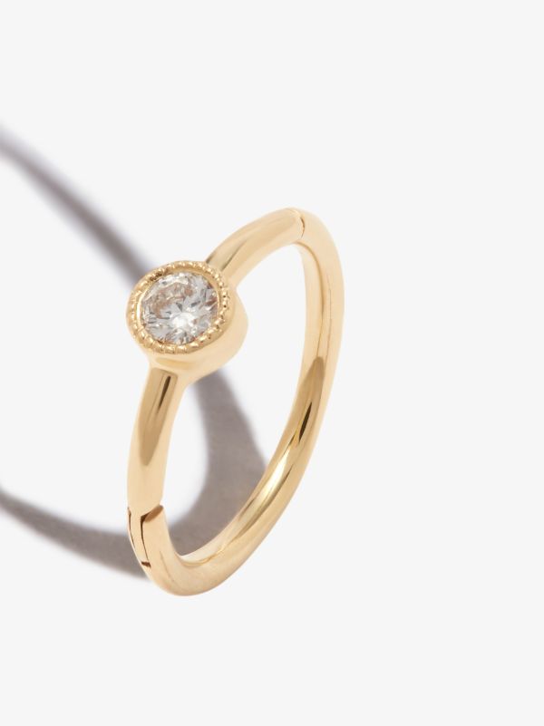 MARIA TASH 18K Yellow Gold Scalloped Diamond Hoop Earring | Browns Fine Earrings