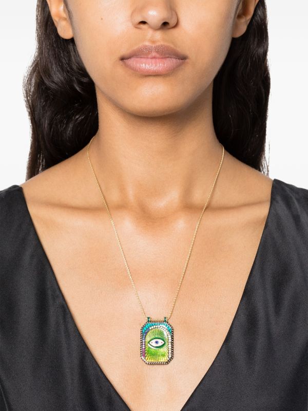 Marie Lichtenberg 18K Yellow Gold Evil Eye Sapphire And Diamond Necklace | Browns Fine Necklaces