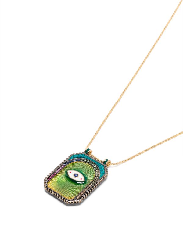 Marie Lichtenberg 18K Yellow Gold Evil Eye Sapphire And Diamond Necklace | Browns Fine Necklaces