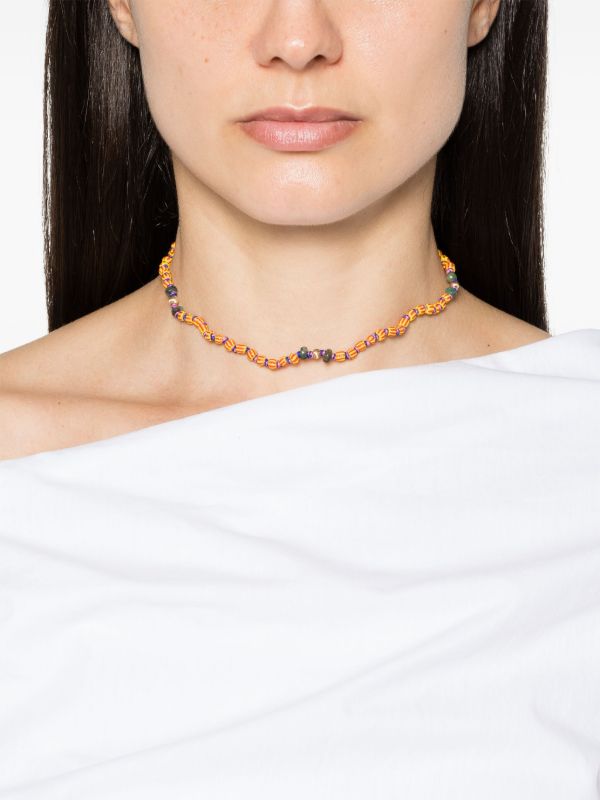 Marie Lichtenberg 9K Yellow Gold Mauli Ghana Emerald Beaded Necklace | Browns Fine Necklaces