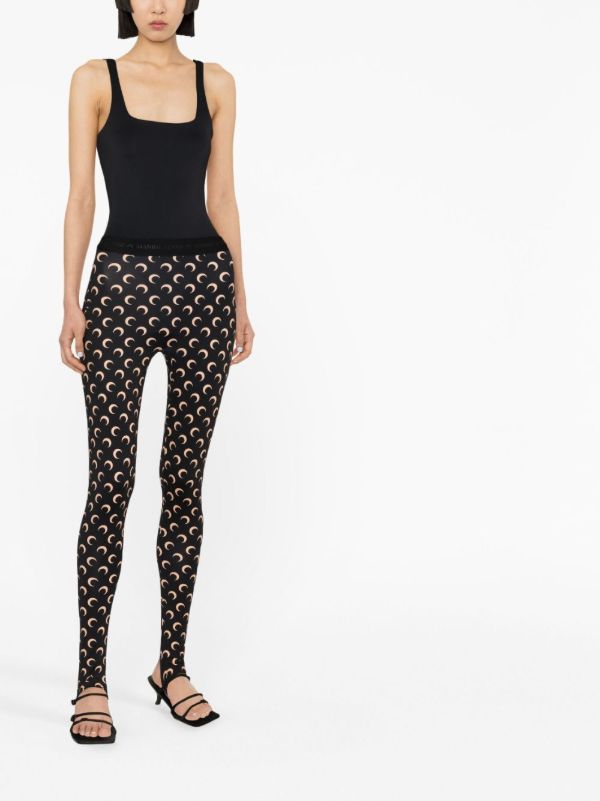 Marine Serre Black Fuseaux Crescent Moon Print Leggings | Browns Leggings