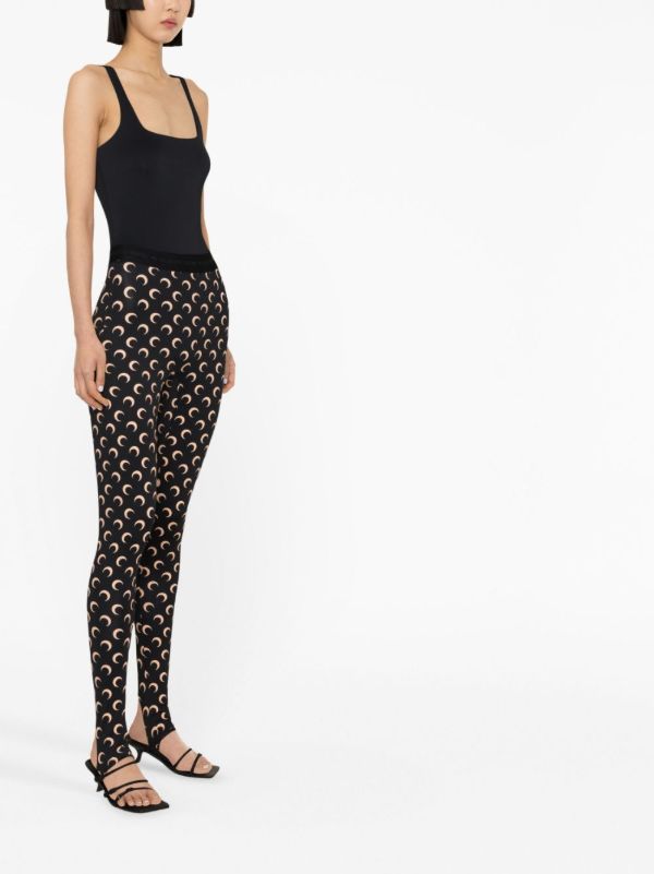 Marine Serre Black Fuseaux Crescent Moon Print Leggings | Browns Leggings