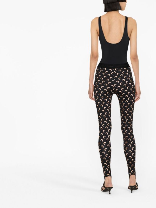 Marine Serre Black Fuseaux Crescent Moon Print Leggings | Browns Leggings