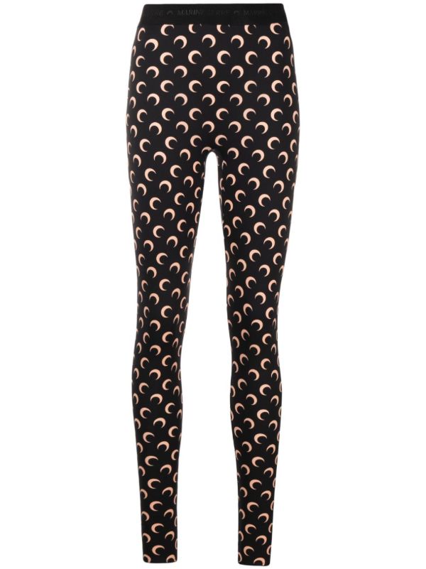 Marine Serre Black Fuseaux Crescent Moon Print Leggings | Browns Leggings