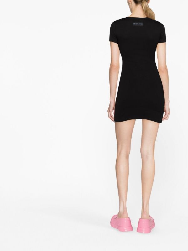 Marine Serre Black Logo-embroidered T-shirt Dress | Browns Day Dresses