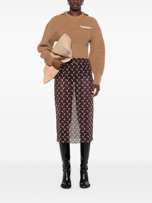 Marine Serre Crescent Moon Sheer Skirt | Browns Straight Skirts